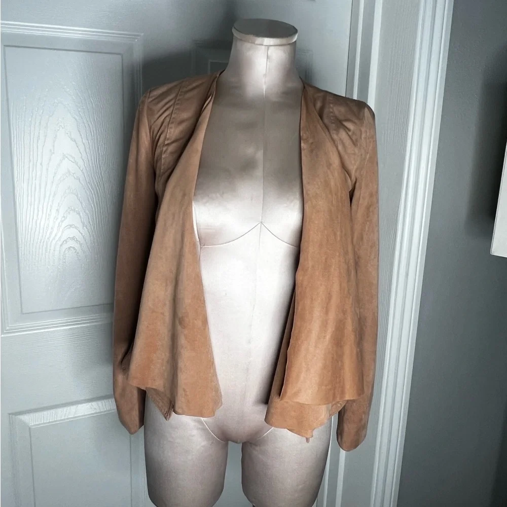 Hutch Women's Open Drape Front Suede Jacket Sz XS Blush Pink